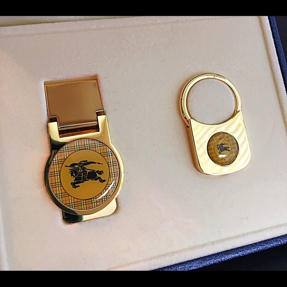 Authentic Burberry Money clip and Keychain Set